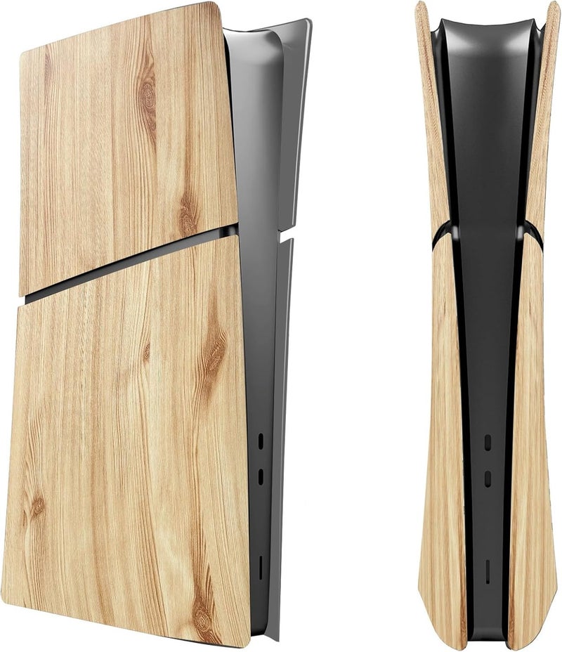 IMOFEE Slim Digital Edition Cover Plates for New PS5 Slim Console, Shell Panels Compatible with New PlayStation 5 Slim Accessories Protective Replacement Faceplate (Wood Grain) - Image 1
